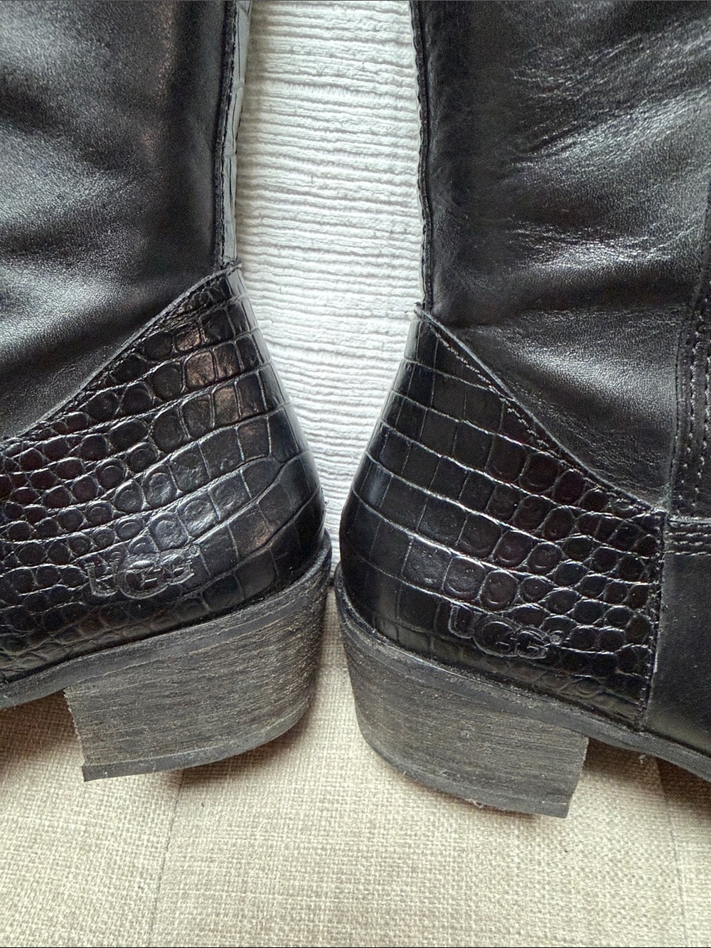 UGG Black Leather Knee-High Riding Boots - Picture 9 of 15